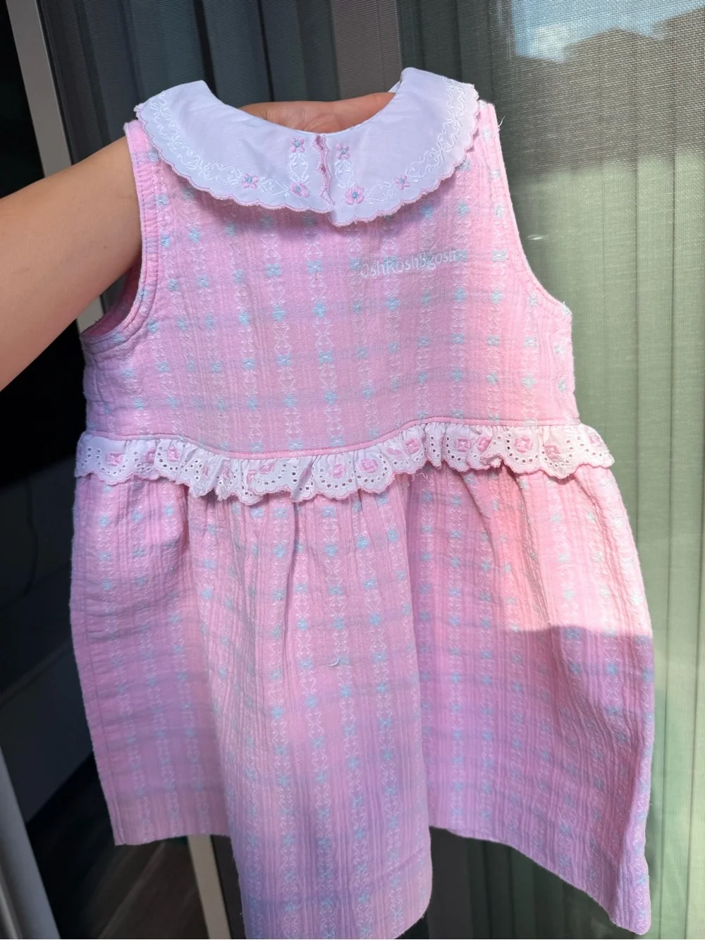 Vintage OshKosh B’gosh Pink Peter Pan‎ Collar Dress Girls 4T Made In USA Rare